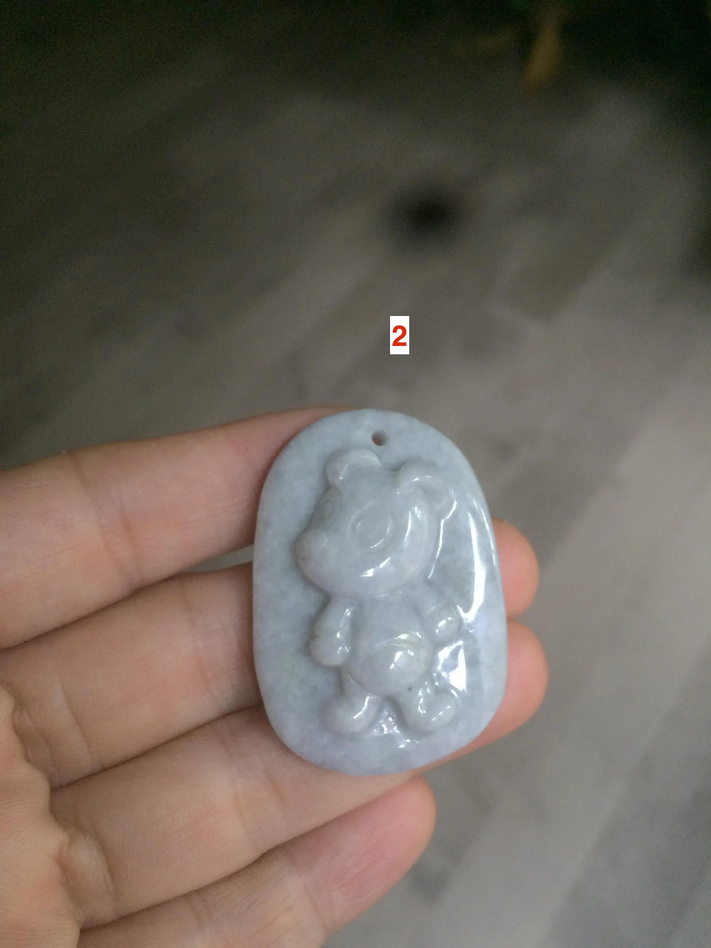 100% Natural light green Jadeite Jade little doggy pendant A64