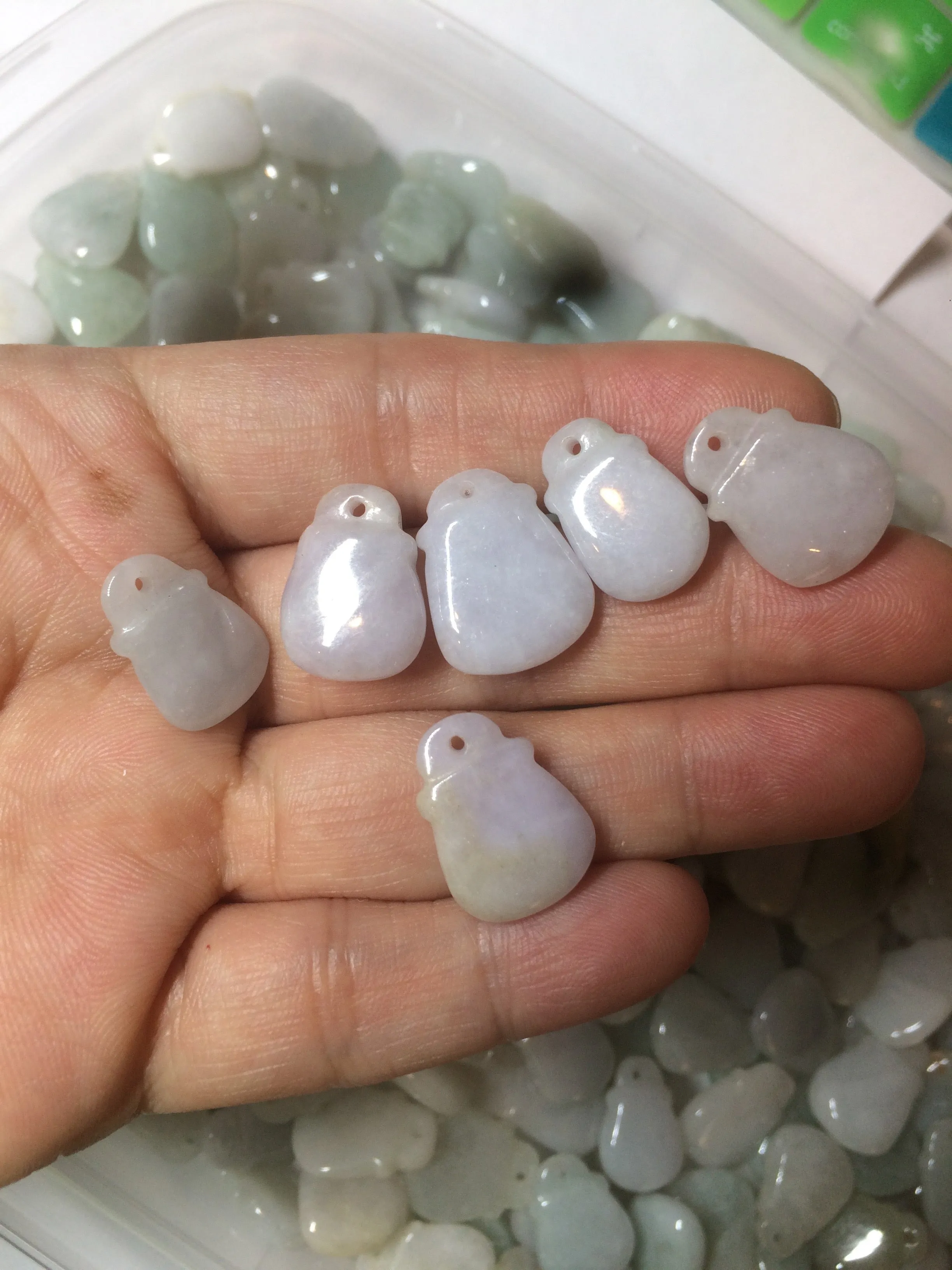 100% Natural  light green/white/purple Jadeite Jade money bag bead pendant BF86 Add-on item!