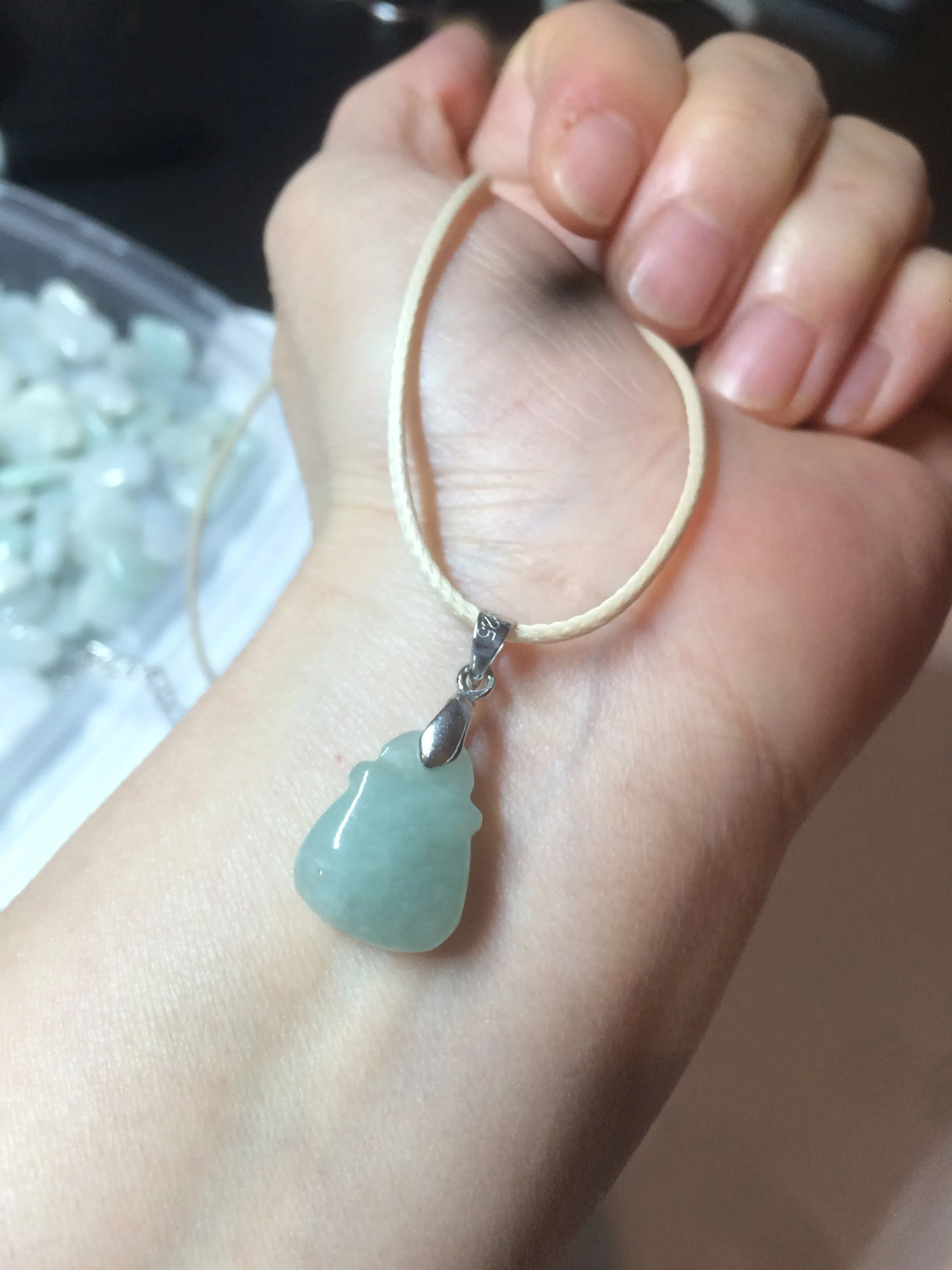 100% Natural  light green/white/purple Jadeite Jade money bag bead pendant BF86 Add-on item!