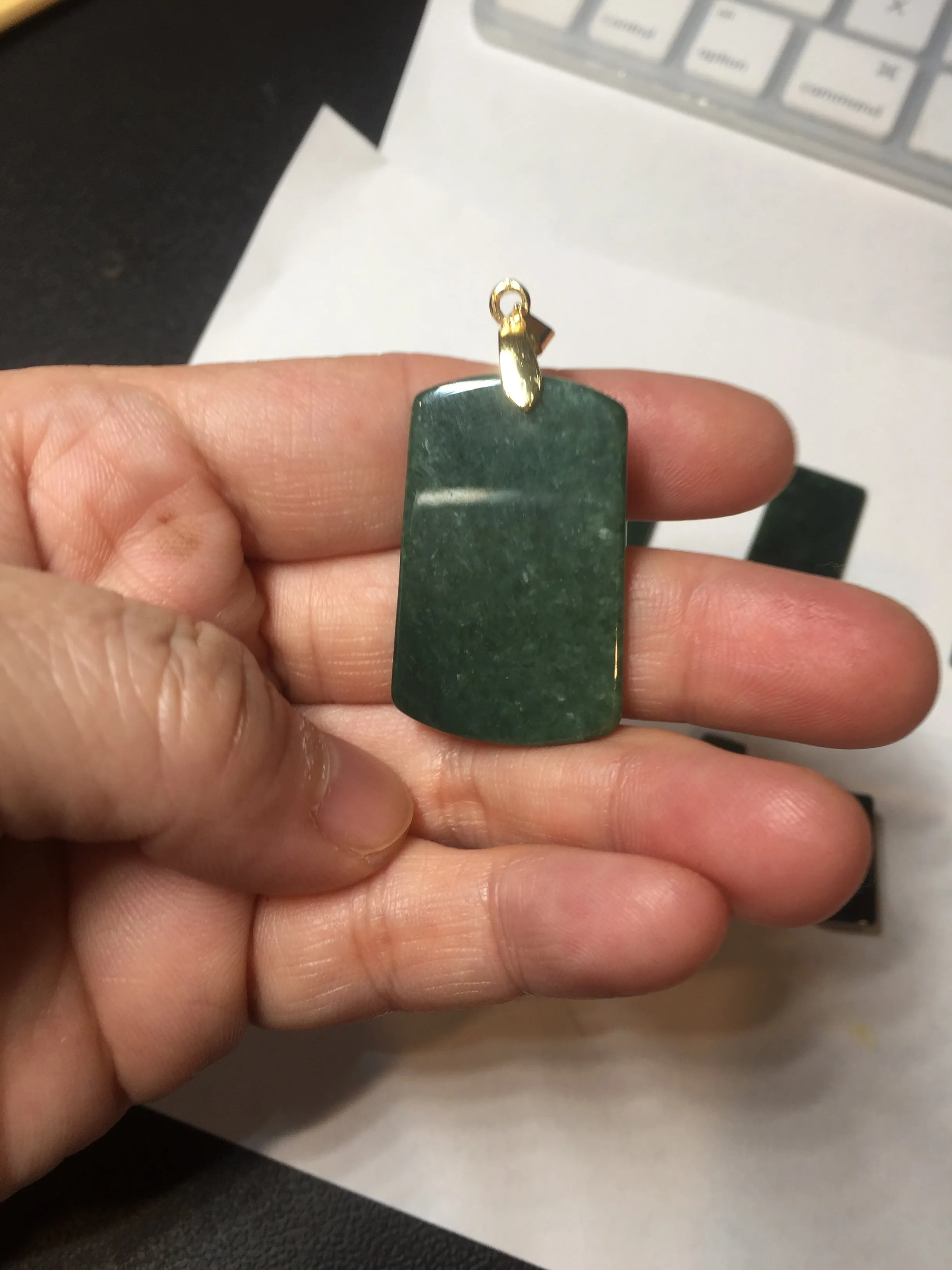 100% Natural type A Shadow Leaf dark green Jadeite Jade safe and sound pendant group BL57