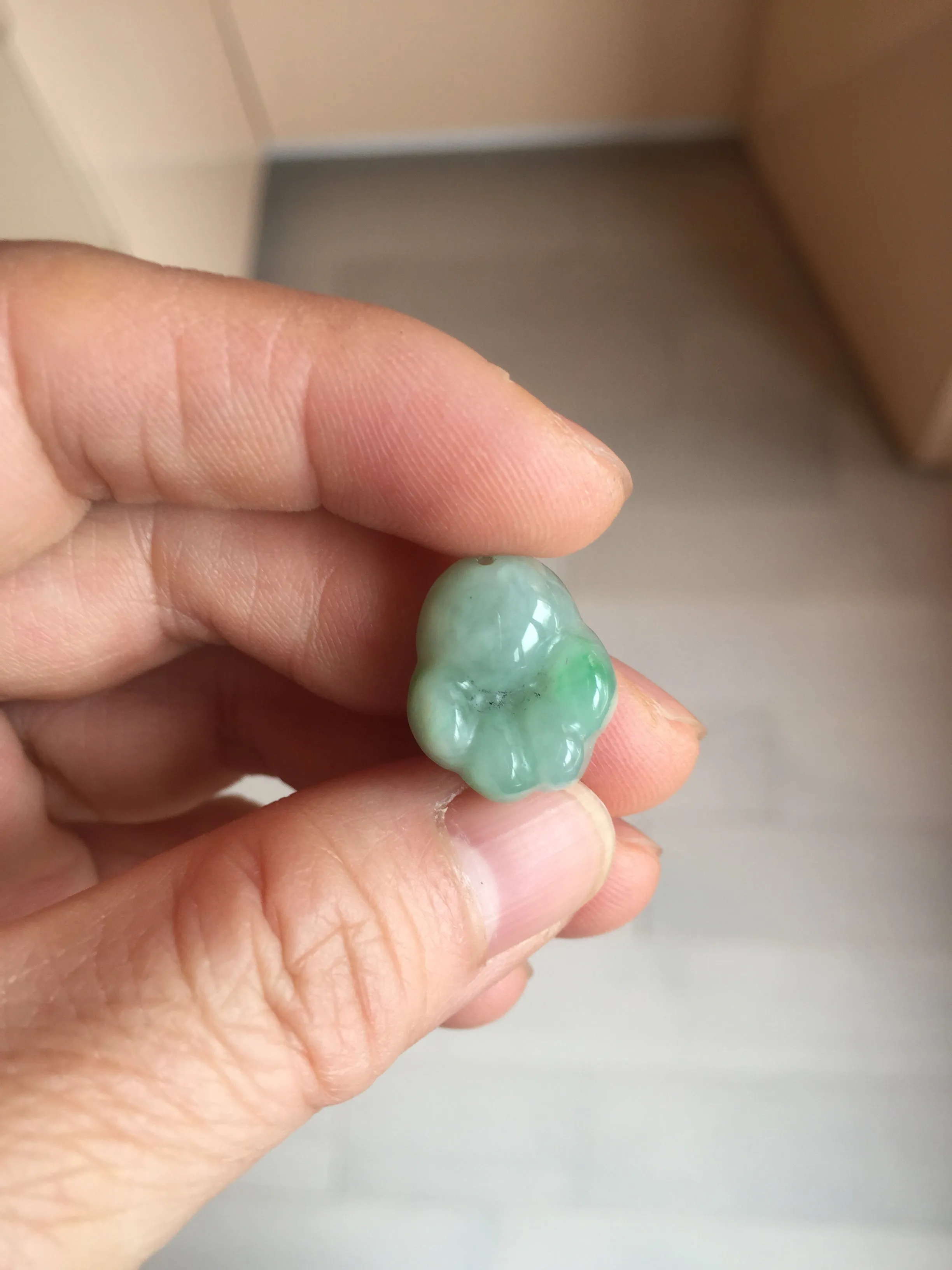 100% Natural type A sunny green/purple doggy paw Jadeite Jade pendant AX146