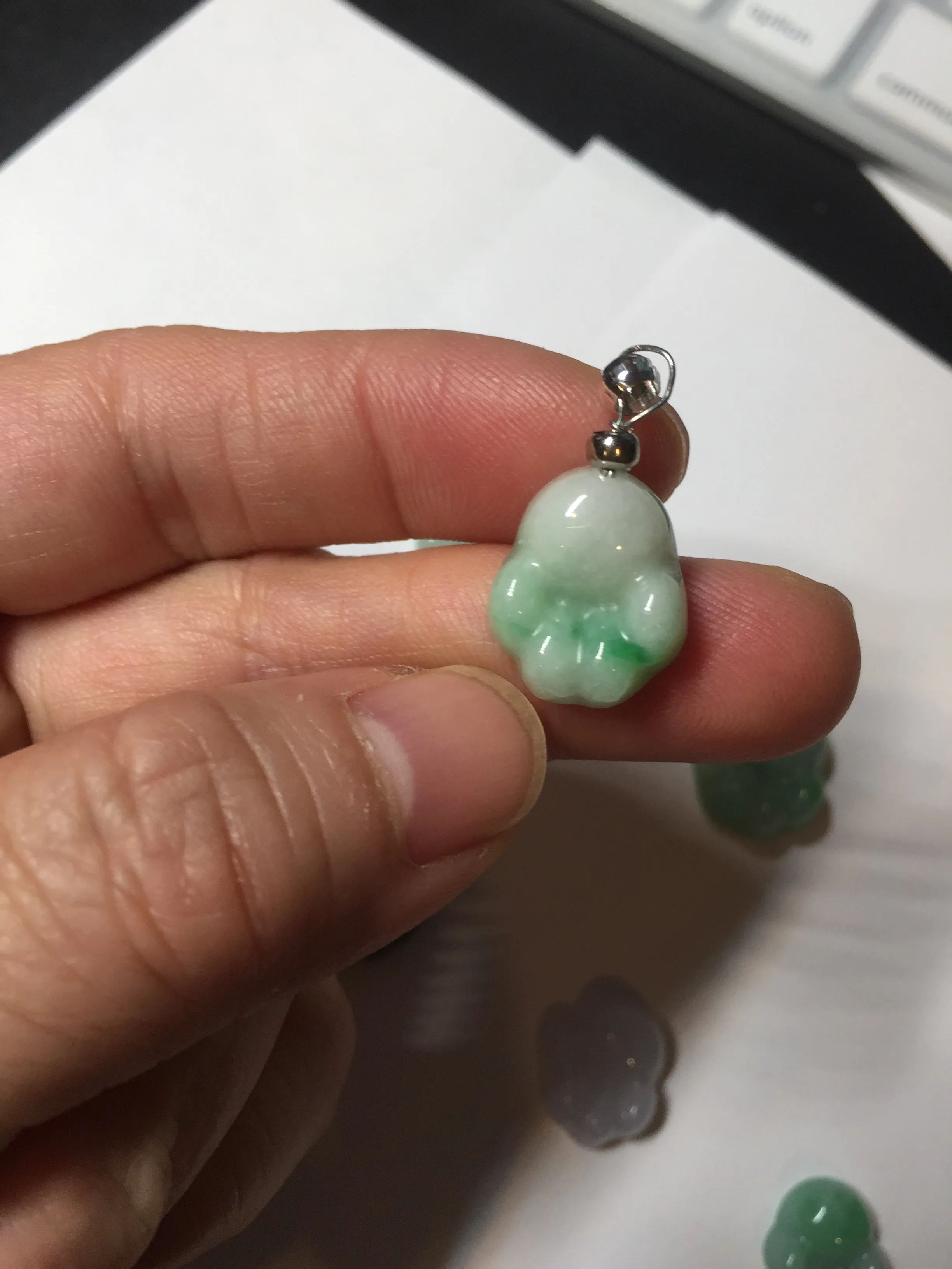 100% Natural type A sunny green/purple doggy paw Jadeite Jade pendant AX146