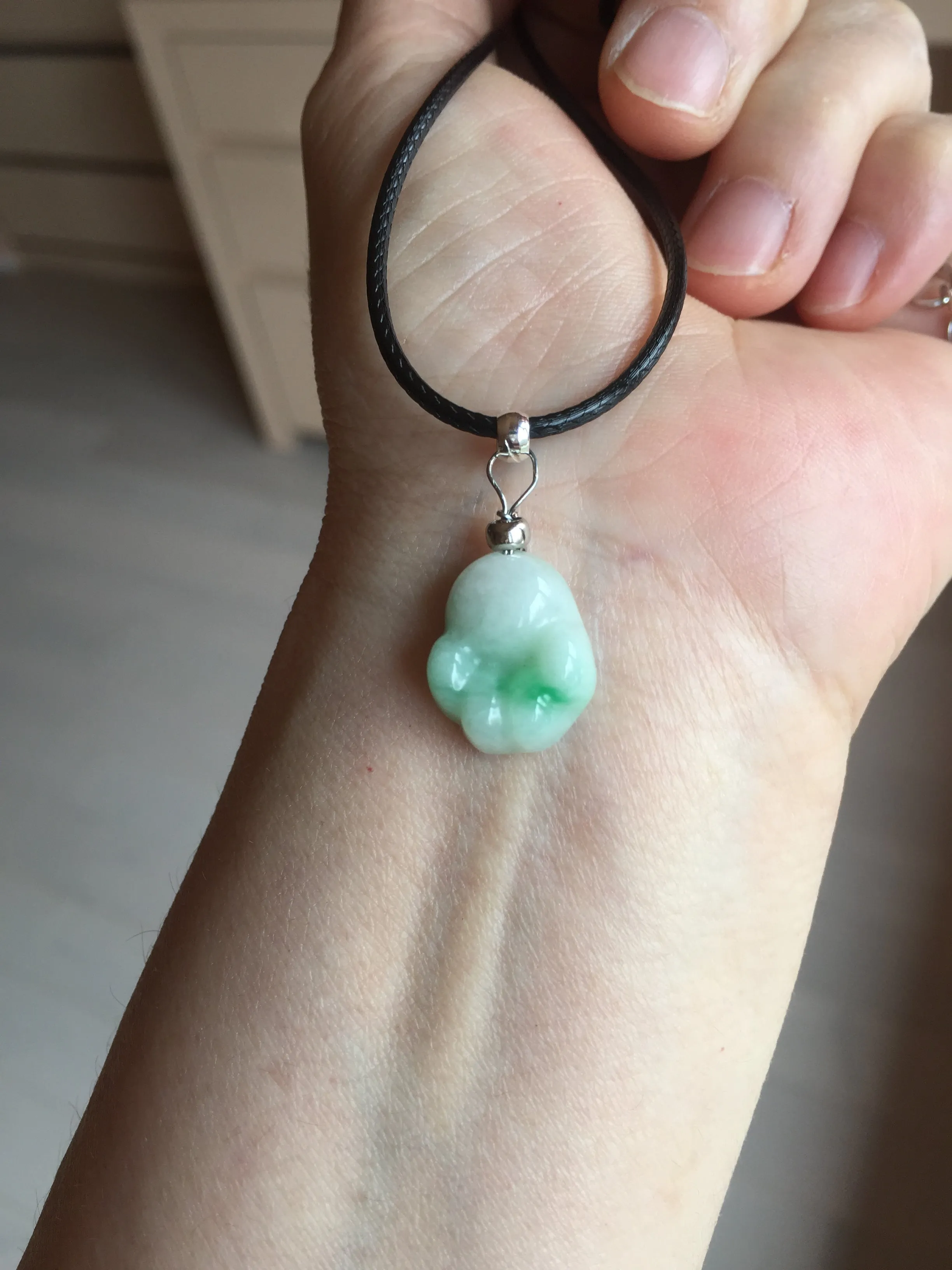 100% Natural type A sunny green/purple doggy paw Jadeite Jade pendant AX146