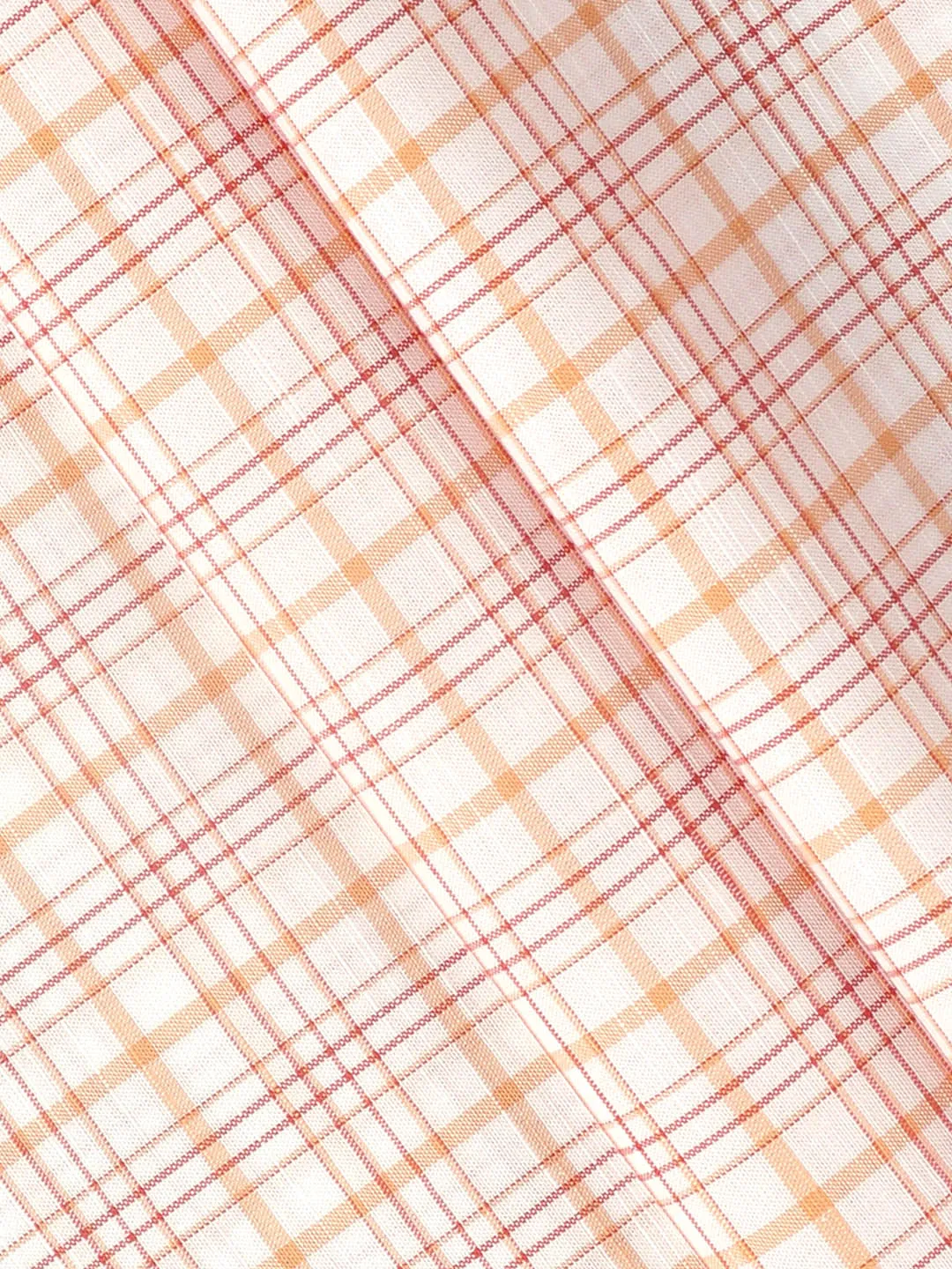 100%Mens Cotton Orange Checked Shirt Fabric Liberty Cotton