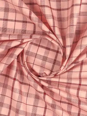 100%Mens Cotton Pink Checked Shirt Fabric Liberty Cotton