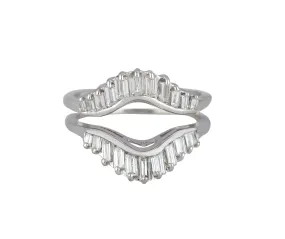 14K White Gold 0.73ctw Baguette Cut Diamond Enhancer Guard Wrap Insert Ring