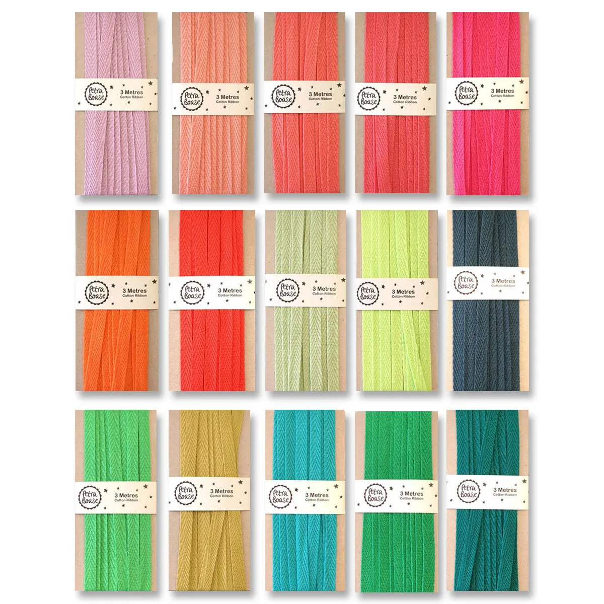 3 Metres Of Cotton Ribbon (Various Colours) by Petra Boase