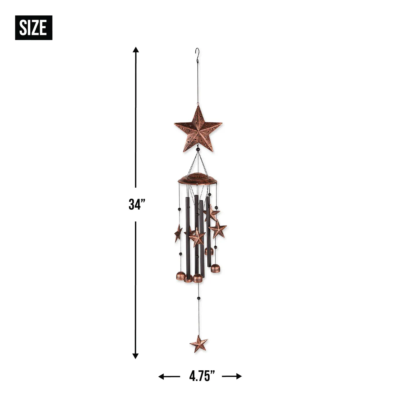 34 Bronze Stars Wind Chimes