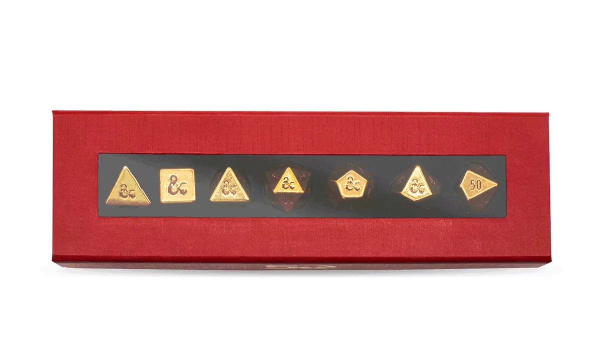 50th Anniversary Heavy Metal 7 RPG Dice Set for Dungeons & Dragons