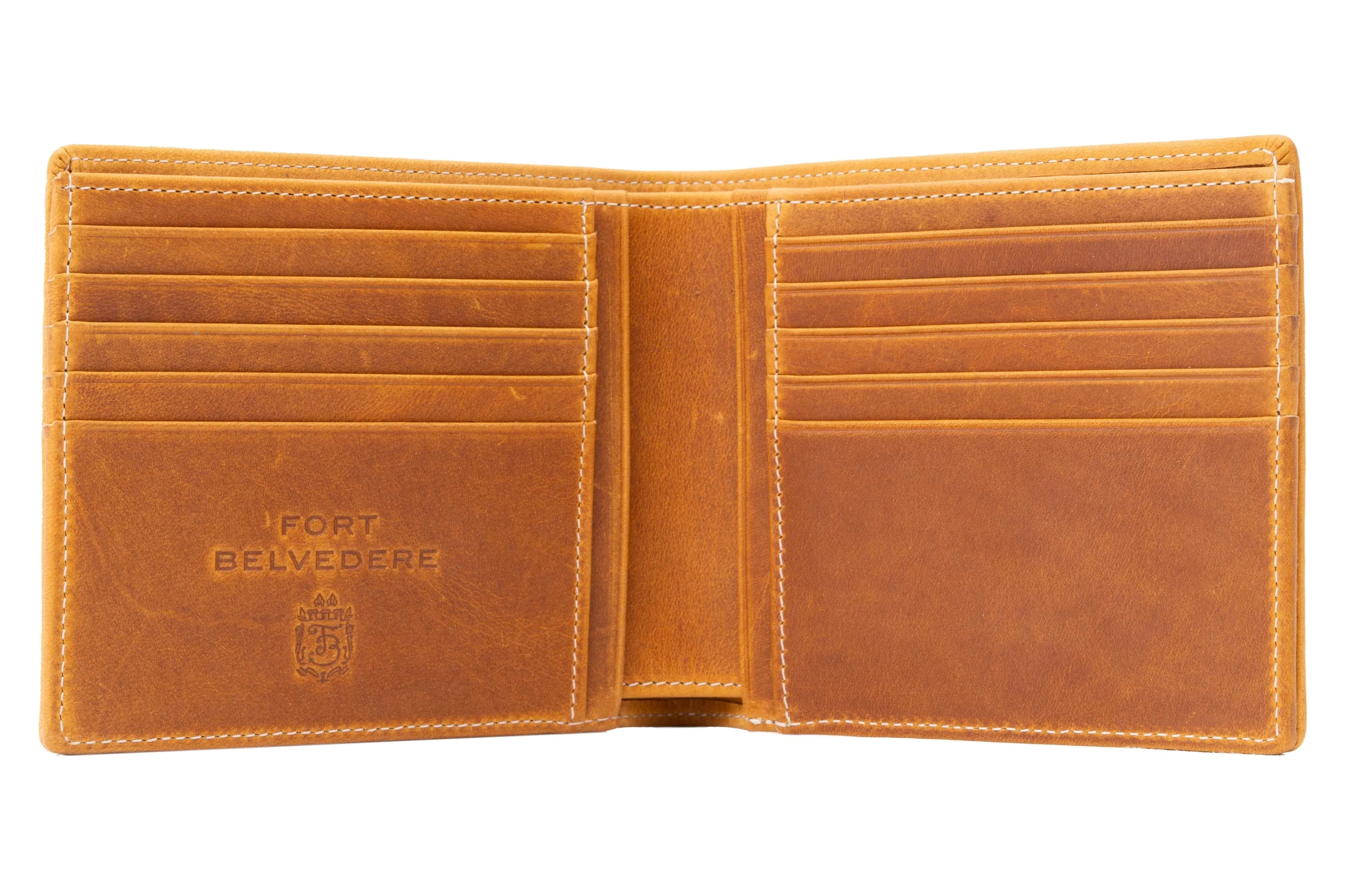 8 Card Classic Bifold Wallet in Vintage Gold Full-Grain Americana Leather