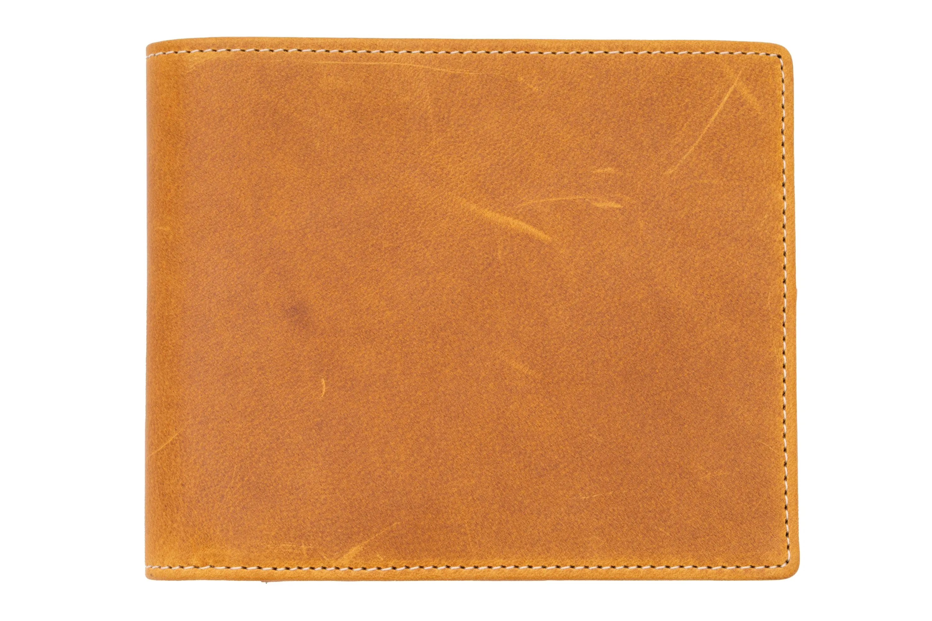 8 Card Classic Bifold Wallet in Vintage Gold Full-Grain Americana Leather