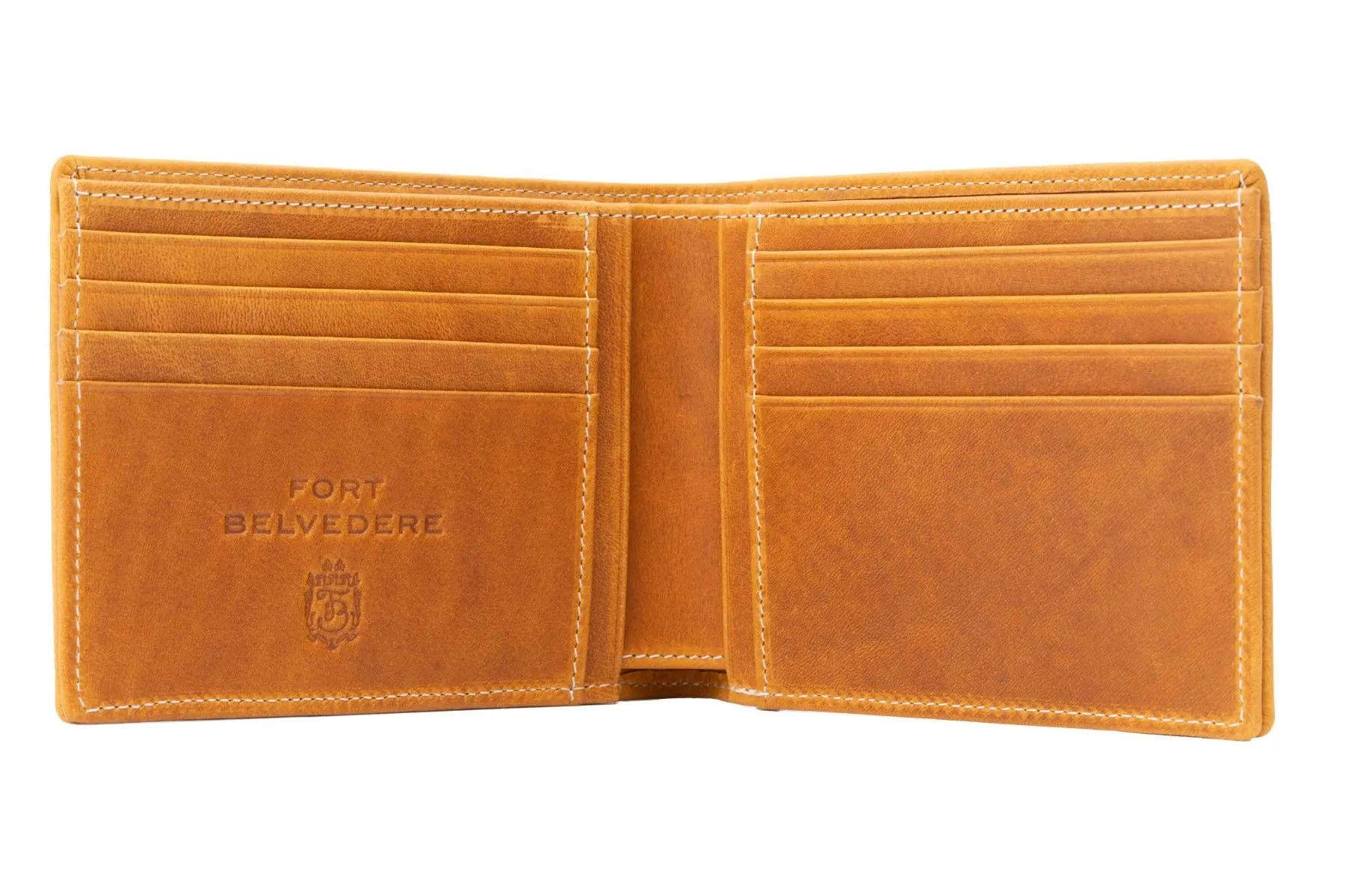 8 Card Classic Bifold Wallet in Vintage Gold Full-Grain Americana Leather