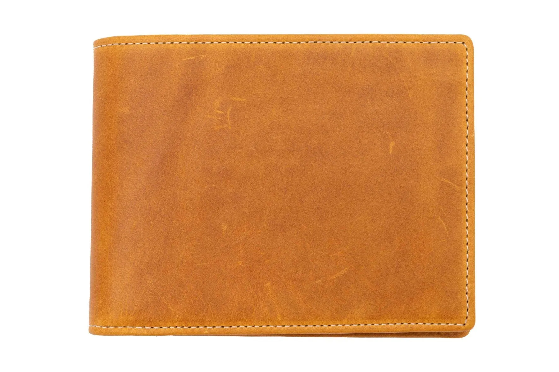 8 Card Classic Bifold Wallet in Vintage Gold Full-Grain Americana Leather