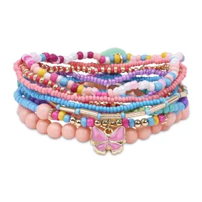 Accessorize London Girl's 
Pom Beaded Bangle Set