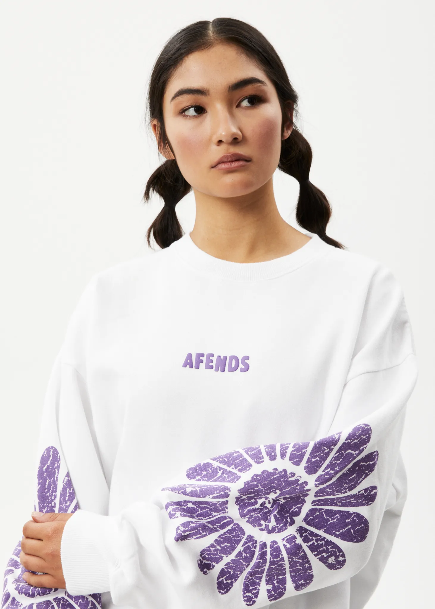 AFENDS Womens Daisy - Crew Neck Jumper - White