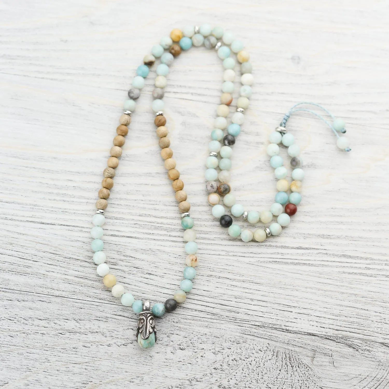 Amazonite & Sandalwood Serenity Mala