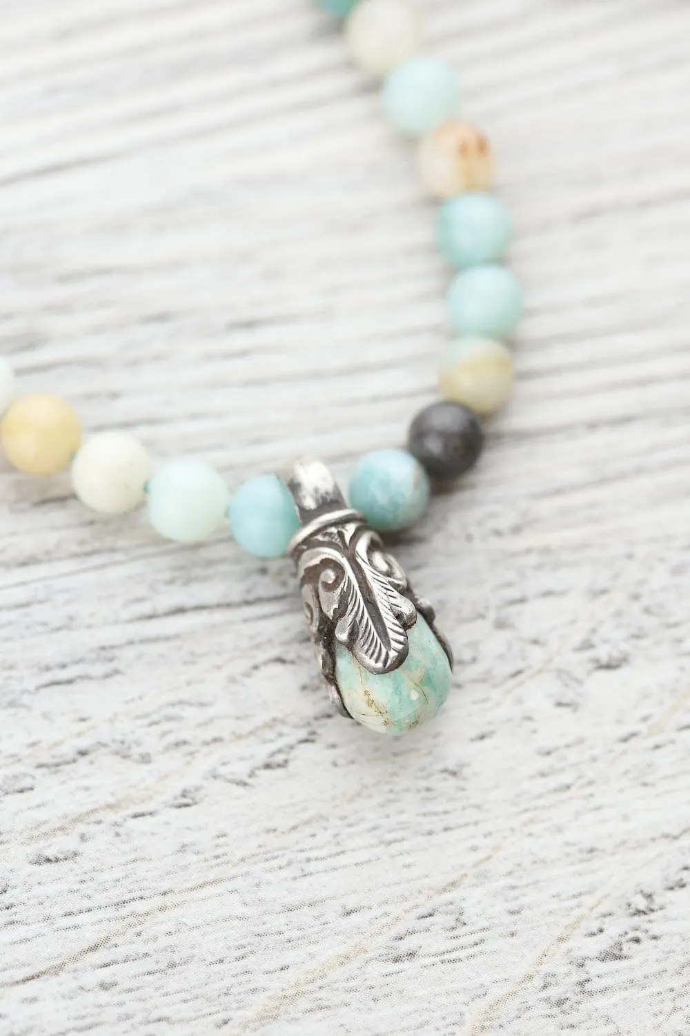 Amazonite & Sandalwood Serenity Mala