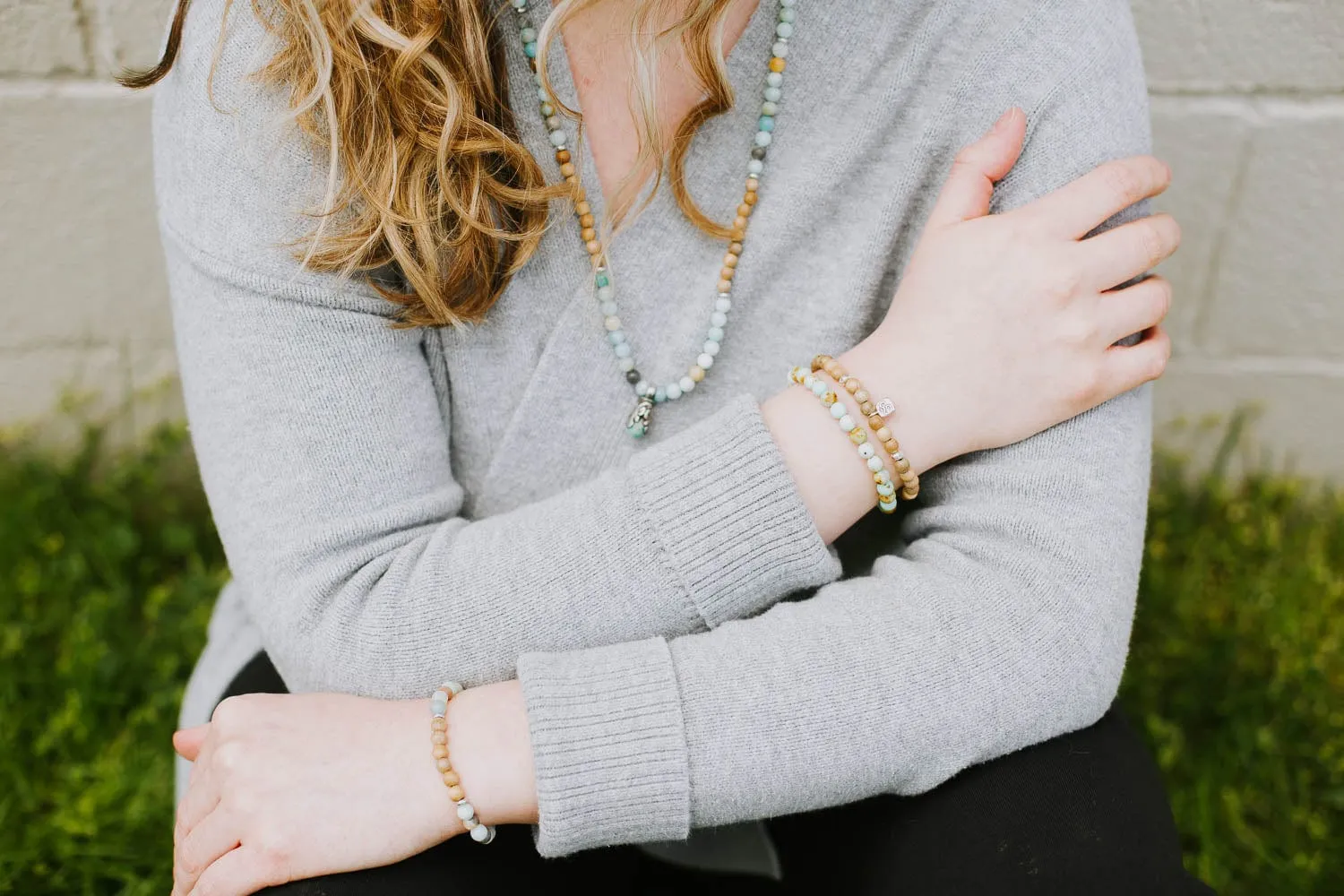 Amazonite & Sandalwood Serenity Wrist Mala