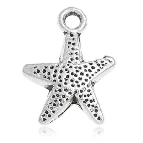 AVBeads Beach Charms Star Fish Silver 16mm x 12mm Metal Charms 10pcs