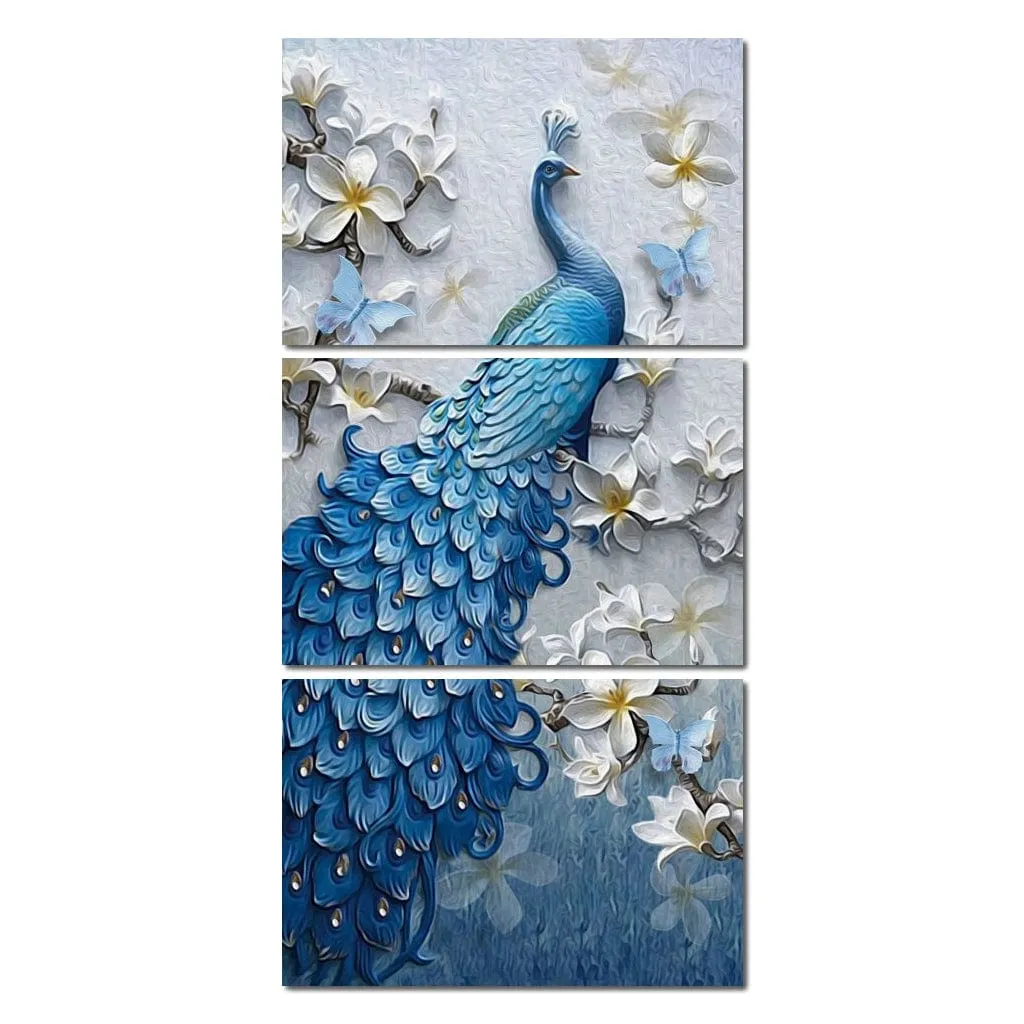 Blue Peacock Flower Set - Vertical