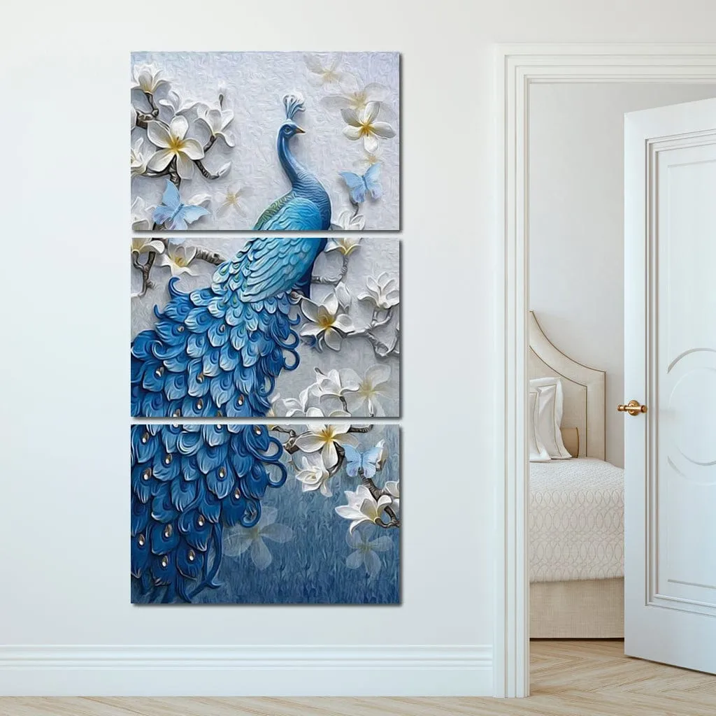 Blue Peacock Flower Set - Vertical