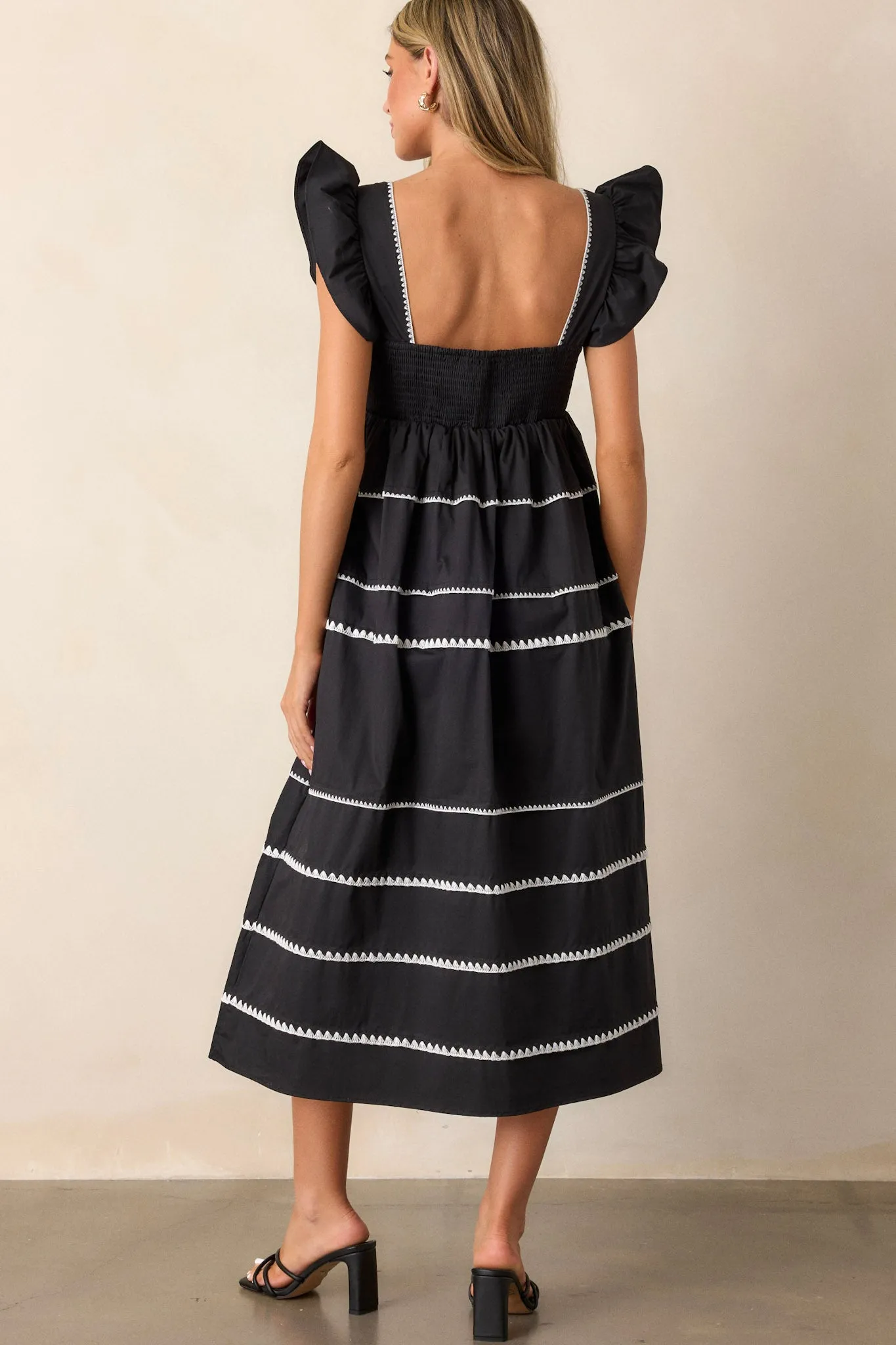 Can't Live Without Black Stripe Tiered Midi Dress