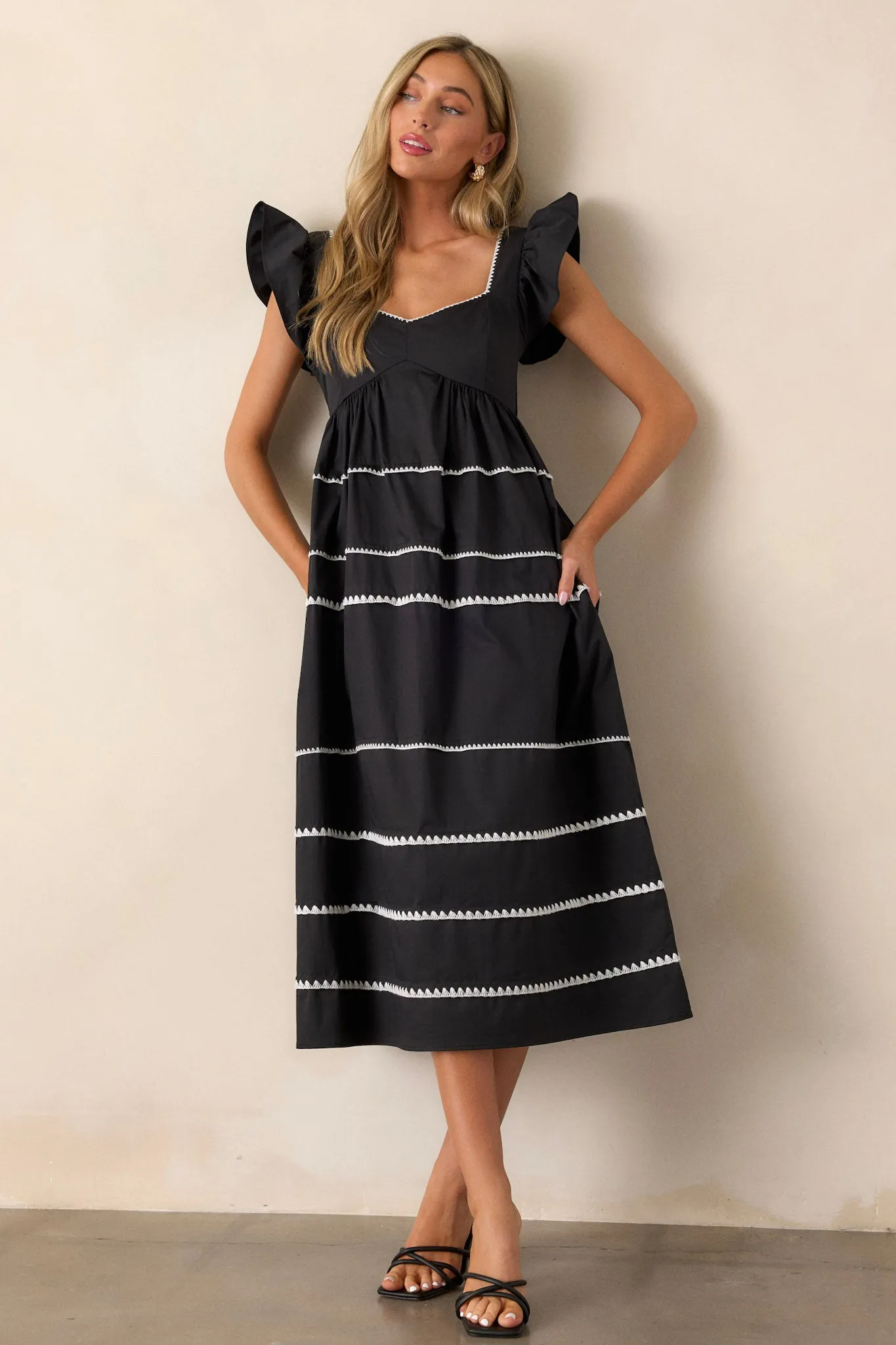 Can't Live Without Black Stripe Tiered Midi Dress