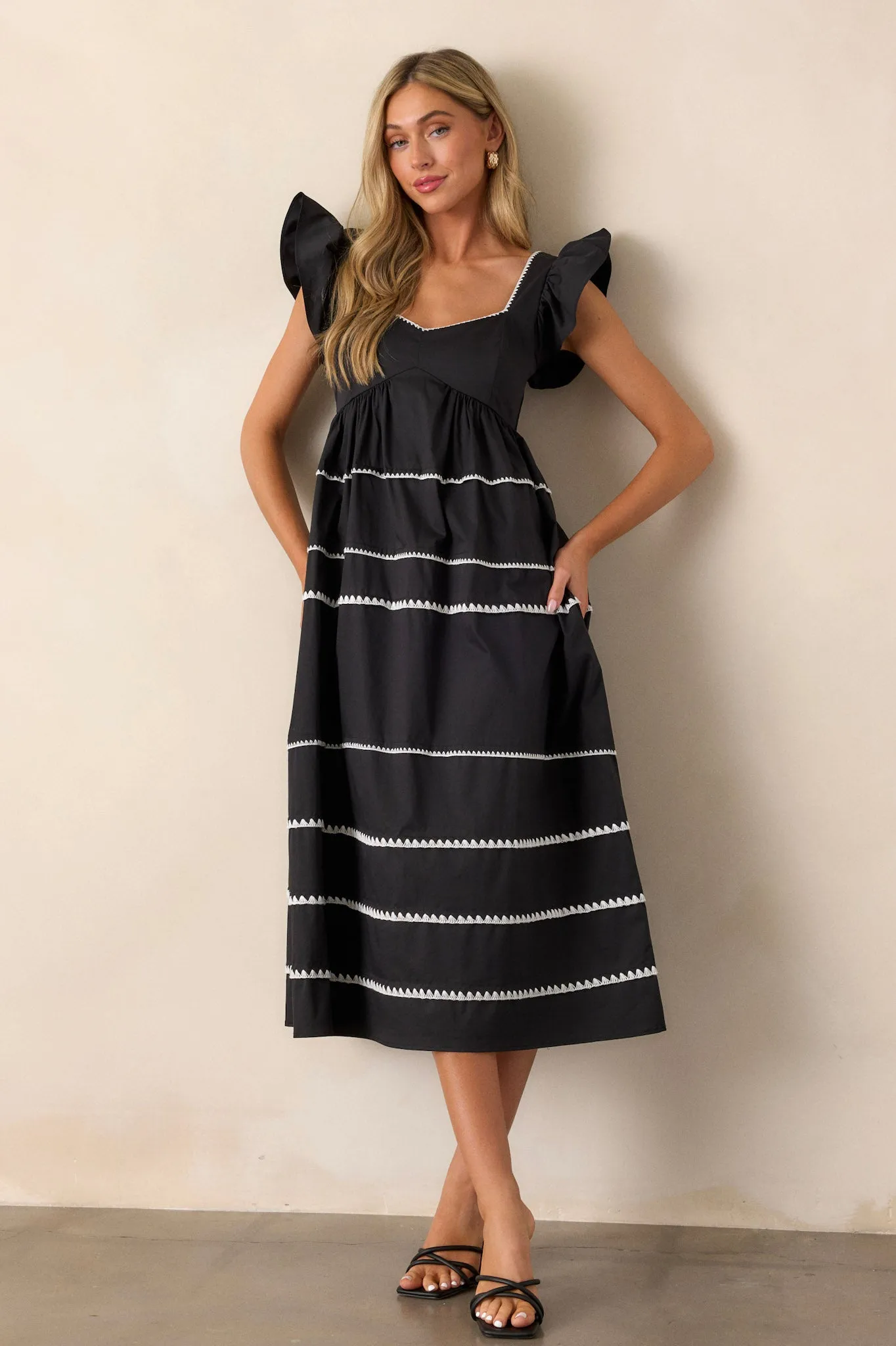 Can't Live Without Black Stripe Tiered Midi Dress