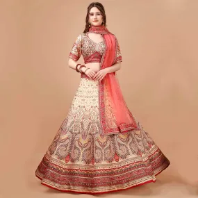 Classic Cream and Red Lehenga Choli