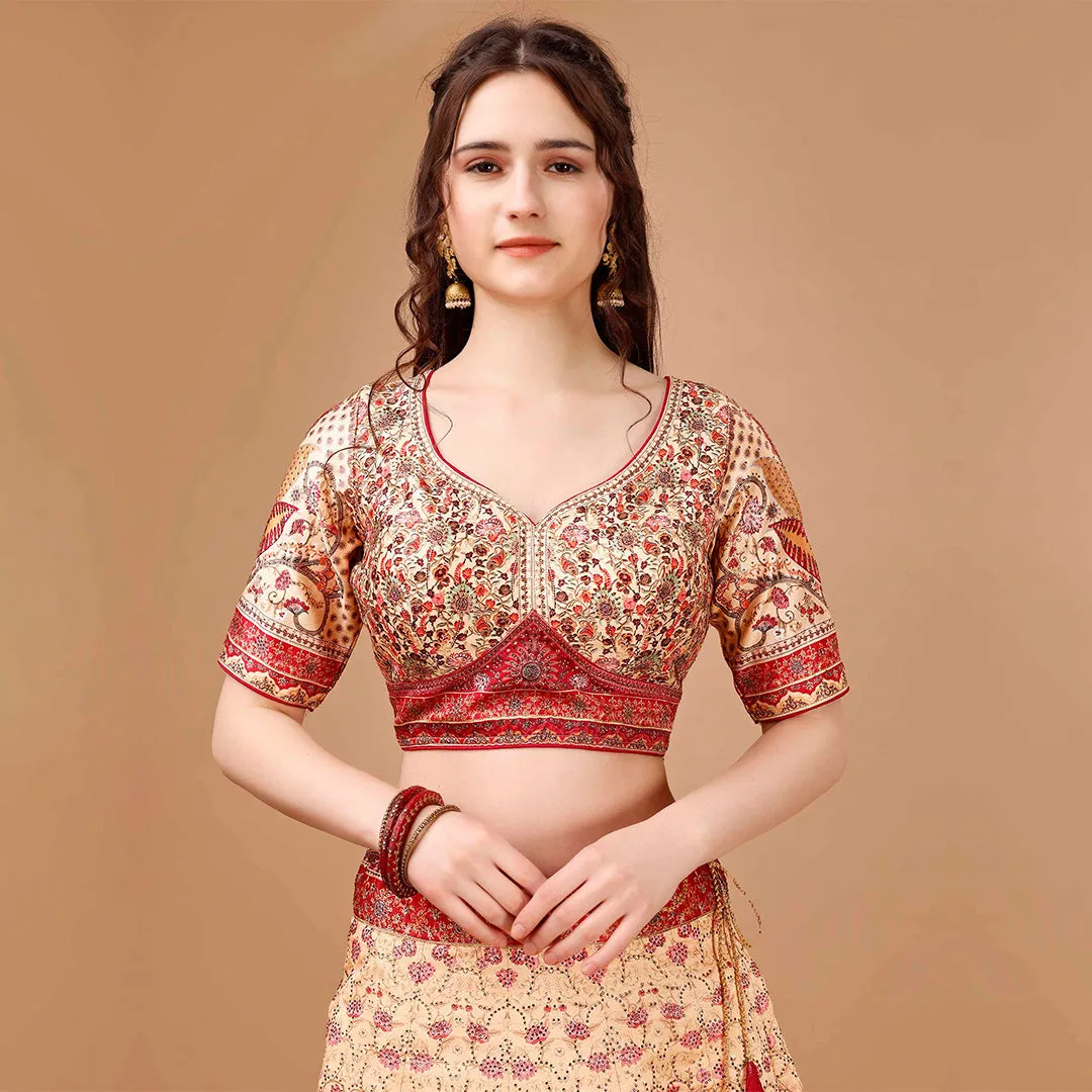 Classic Cream and Red Lehenga Choli