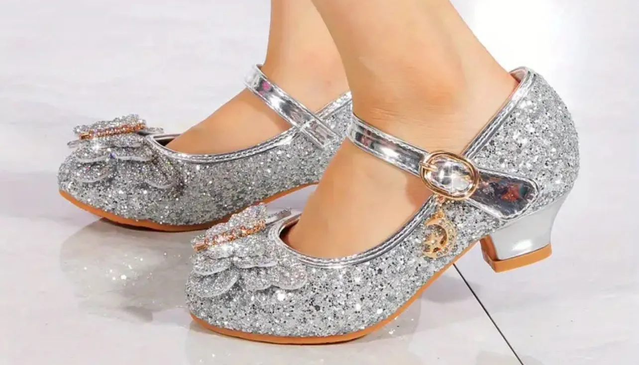 “Elegant Butterflies” Rhinestone Sequin High Heel Shoes For Girls