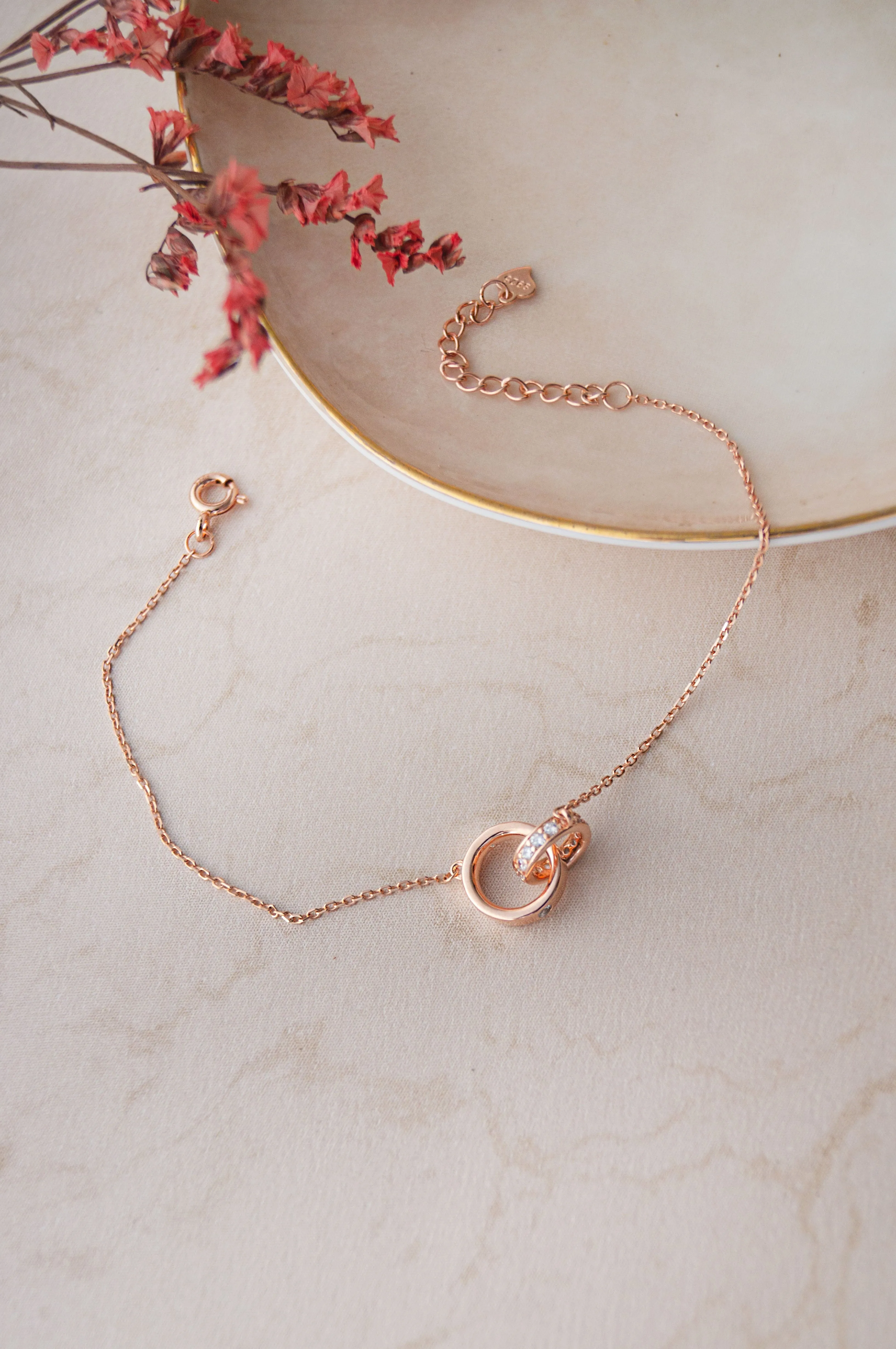 Eternally Linked Rose Gold Plated Sterling Silver Bracelet