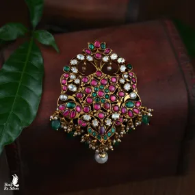 Gold Plated Polki Nakash Pendant - 3746