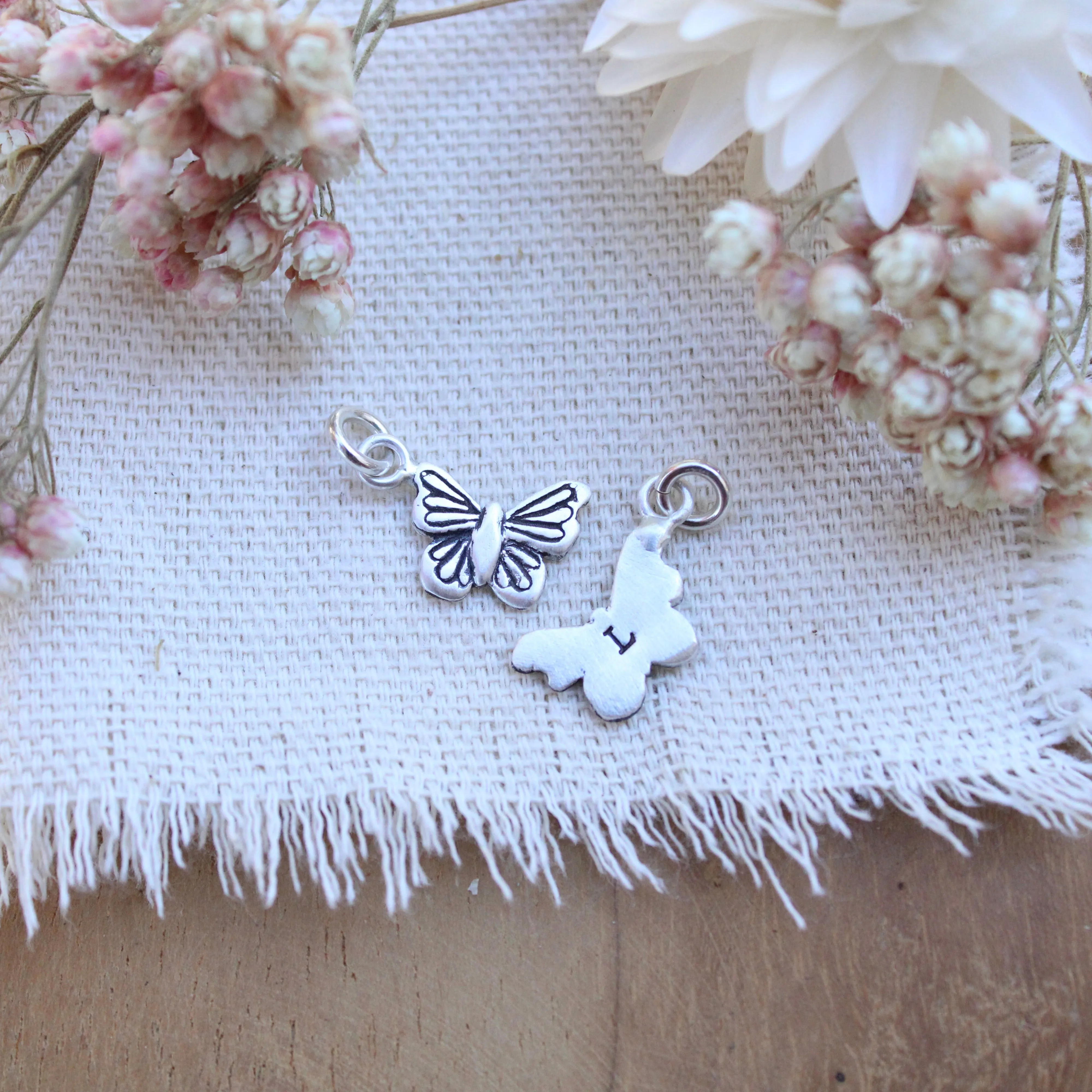 Initial Butterfly Charm Sterling Silver