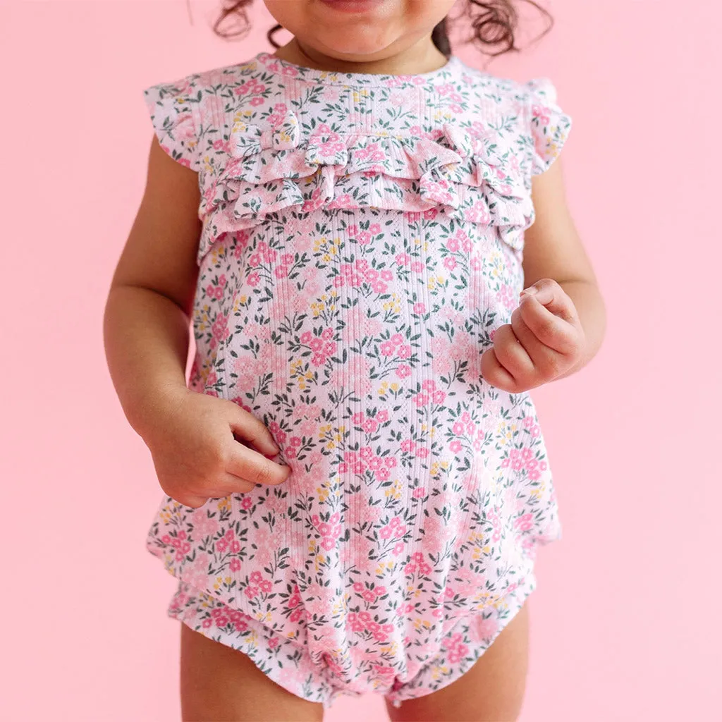 Meadow Haze Pointelle Ruffled Bubble Romper