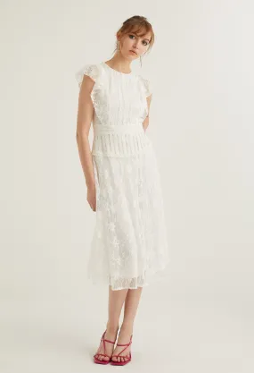 Ruffle Lace Detail Cocktail Dress