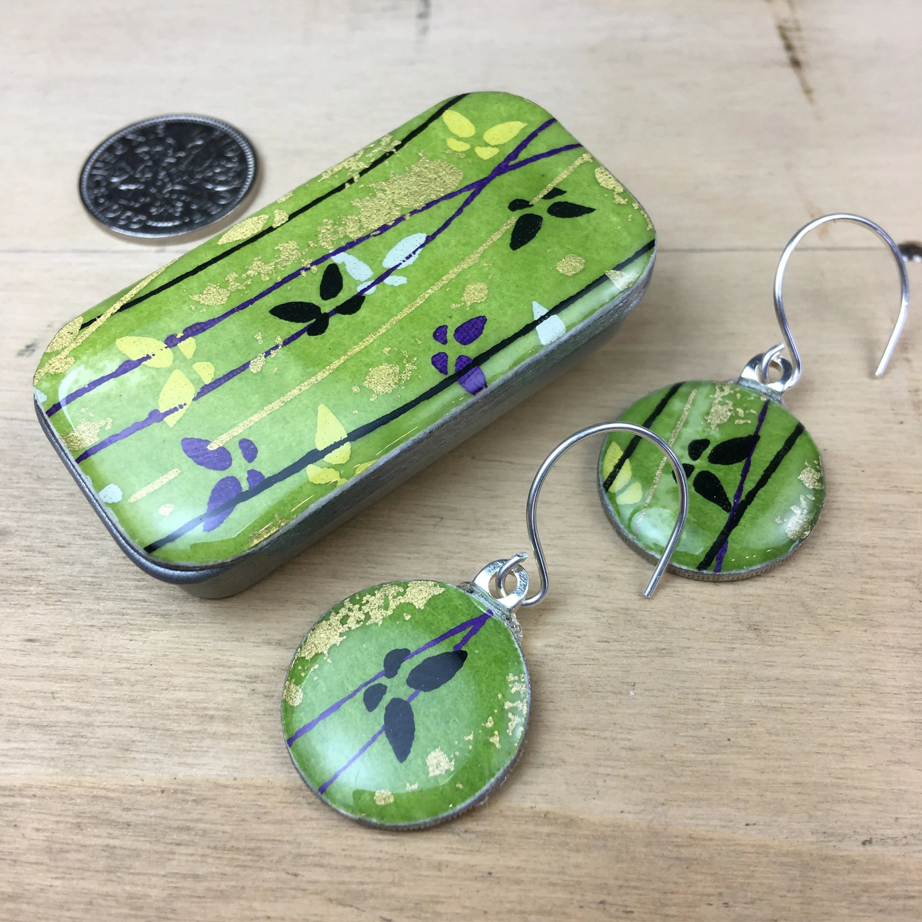 Sixpence Earrings and Teeny Tiny Tin Flutterby