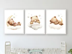 Sleeping Teddy Bear Nursery Prints - Set 2