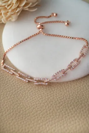 Trending Chain Link Rose Gold Plated Sterling Silver Pull Chain Bracelet