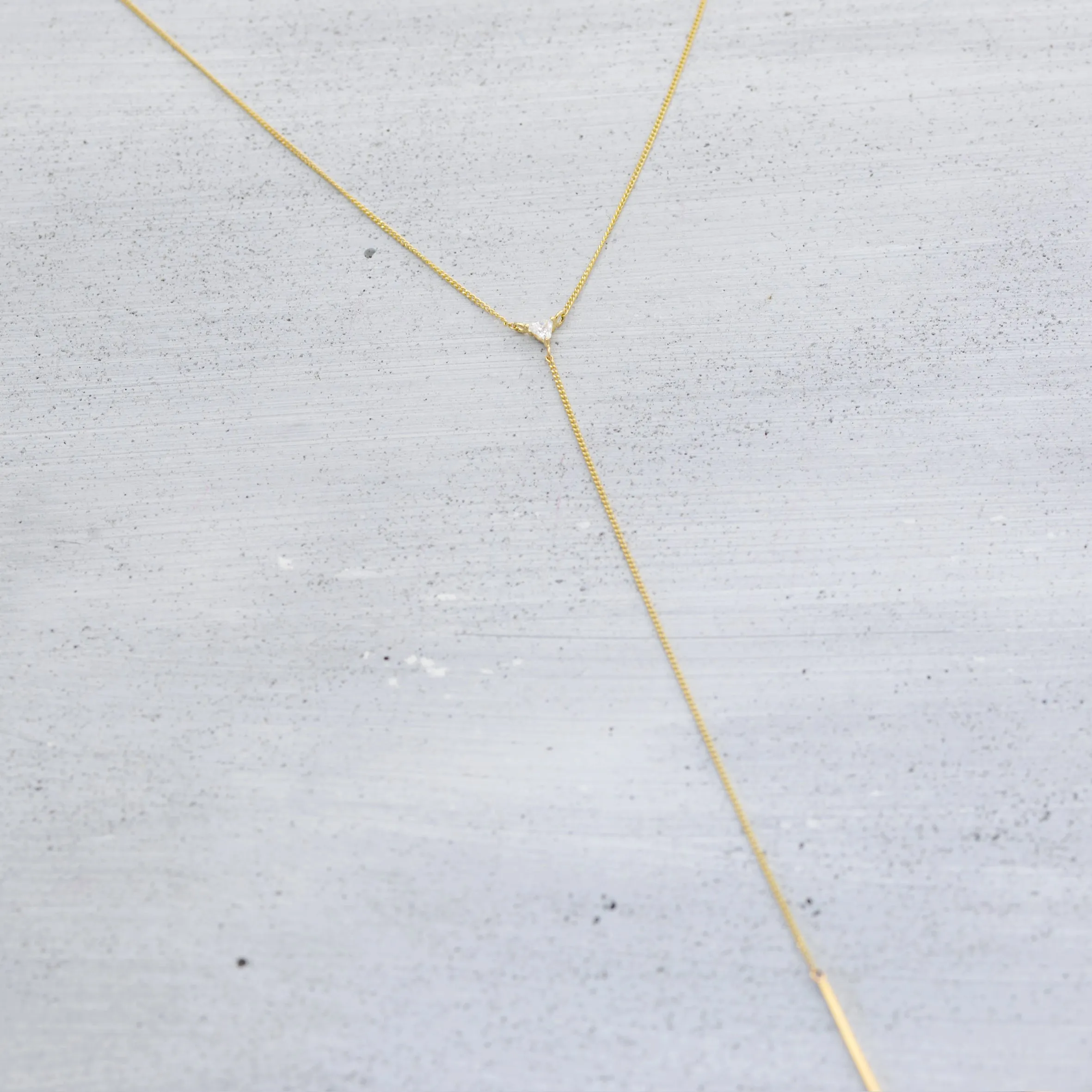 Trillion line bar Y Necklace - 14K/ 18K Gold