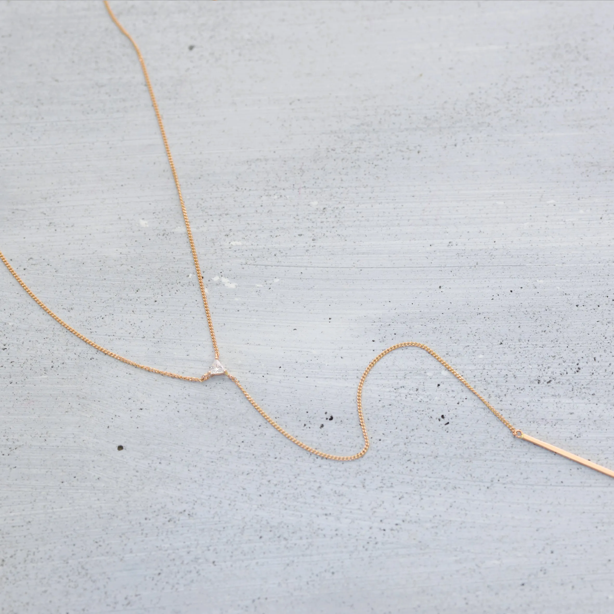 Trillion line bar Y Necklace - 14K/ 18K Gold