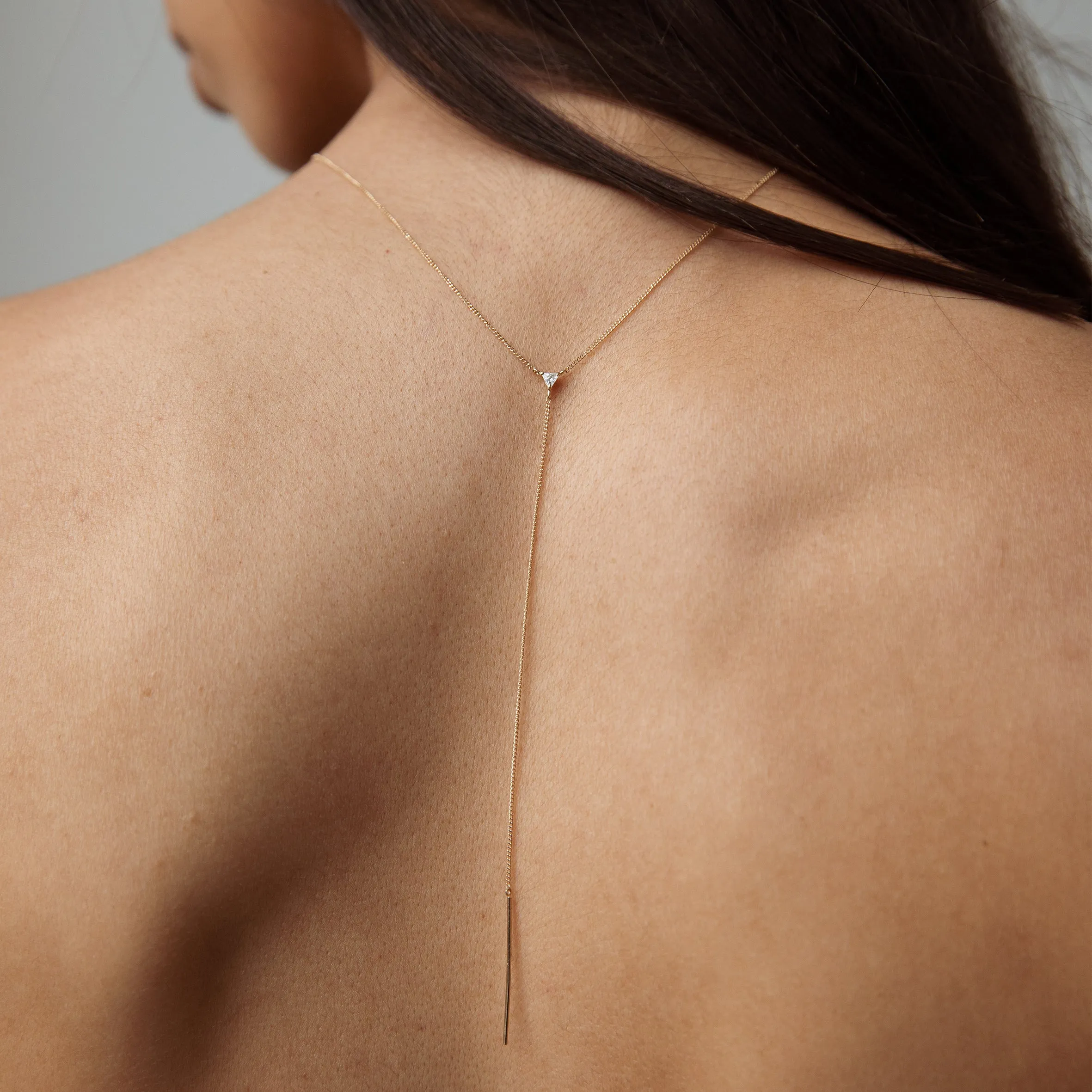 Trillion line bar Y Necklace - 14K/ 18K Gold