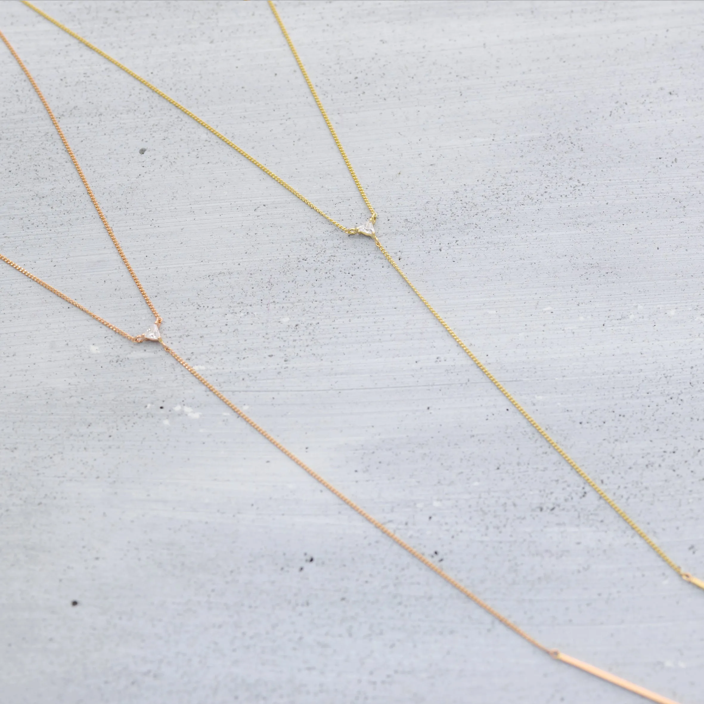 Trillion line bar Y Necklace - 14K/ 18K Gold