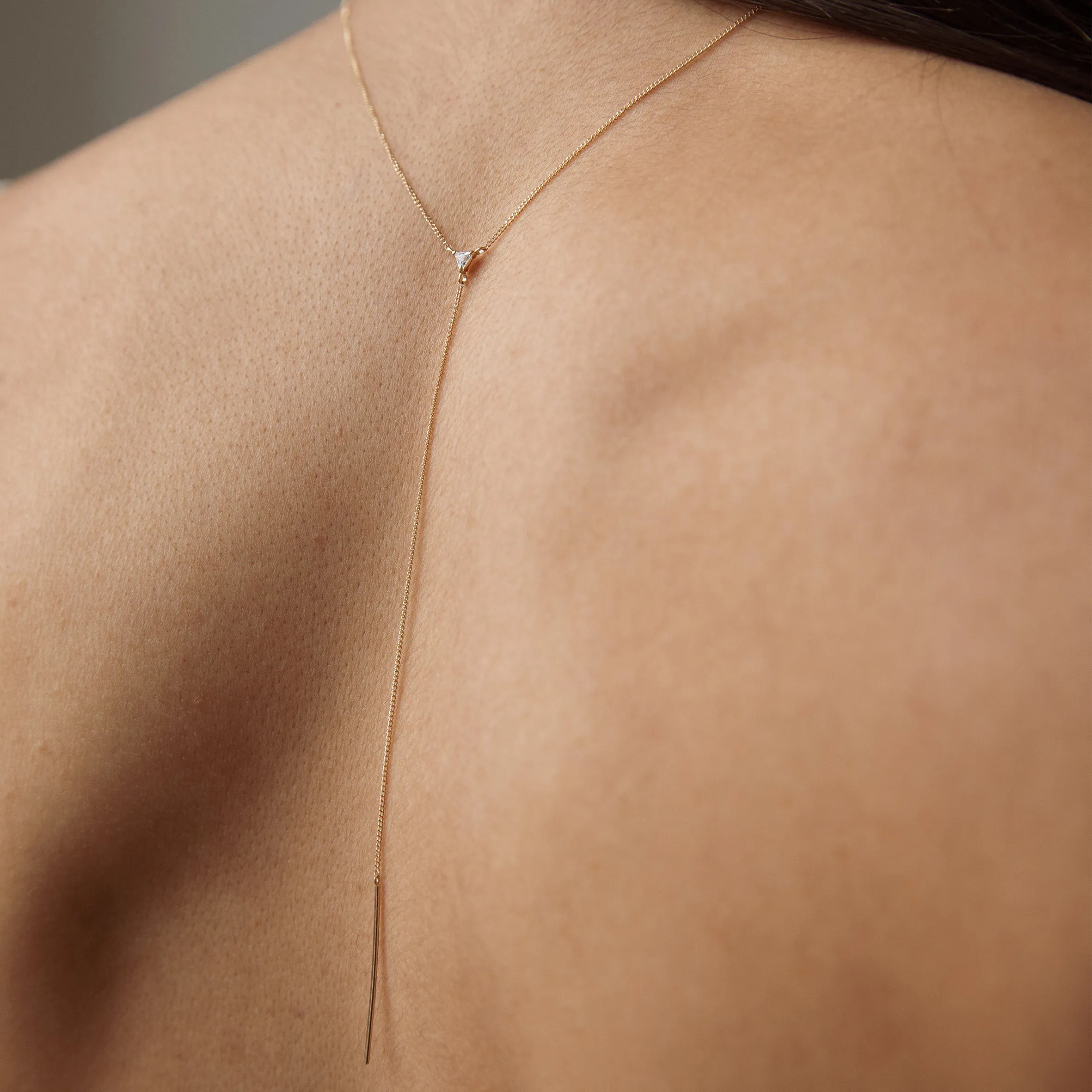 Trillion line bar Y Necklace - 14K/ 18K Gold