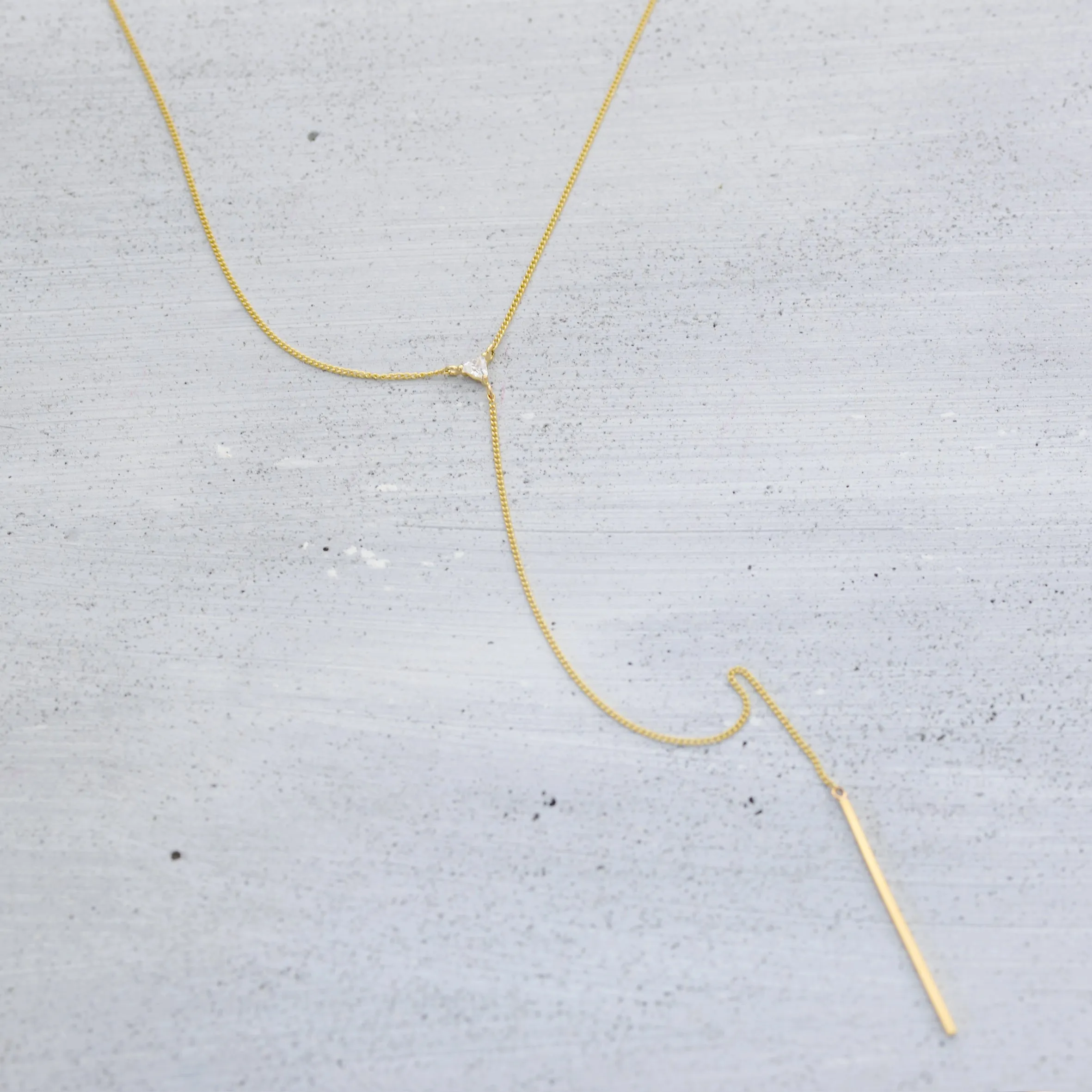 Trillion line bar Y Necklace - 14K/ 18K Gold